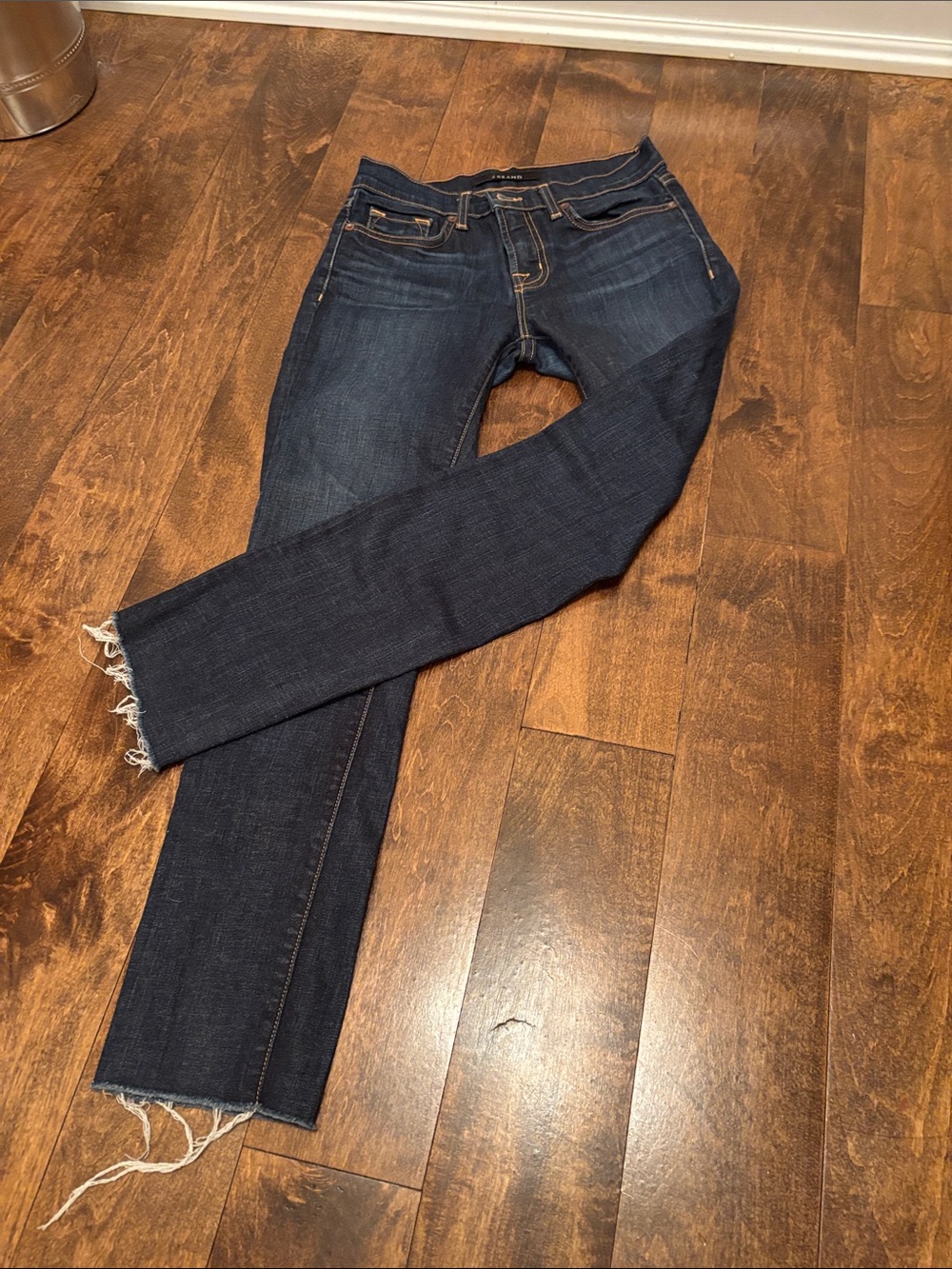 Women's J Brand Dark Blue Raw Hem Skinny Jeans